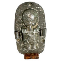 Boy With Trumpet Miniature Chocolate Mold Antique 1900s, German
