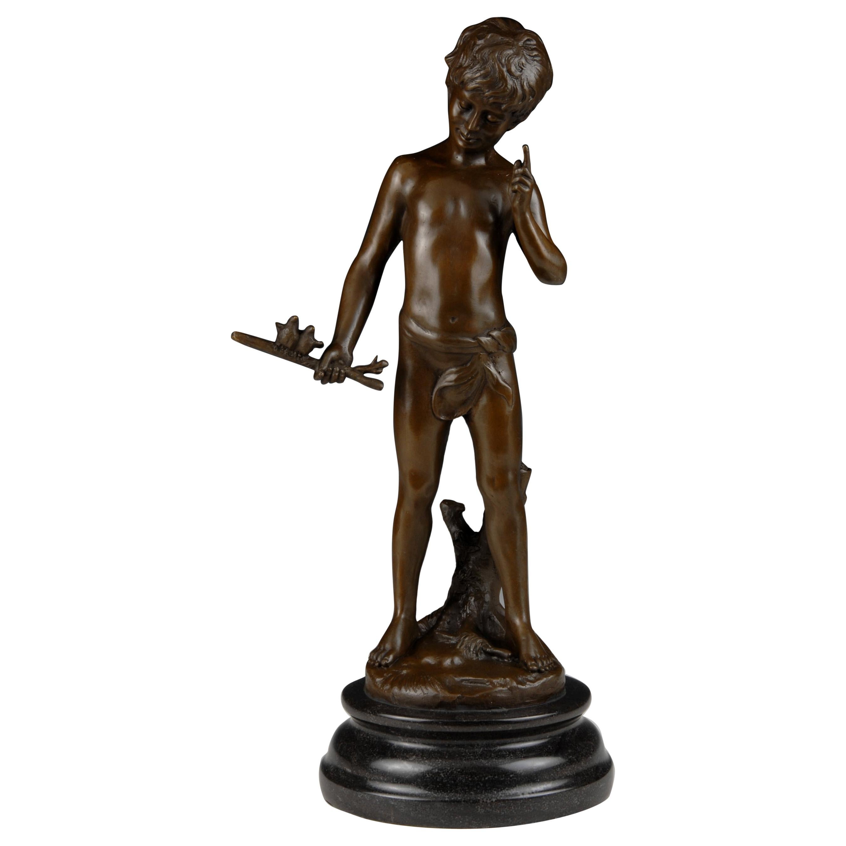 Boy with Two Birds, Bronze