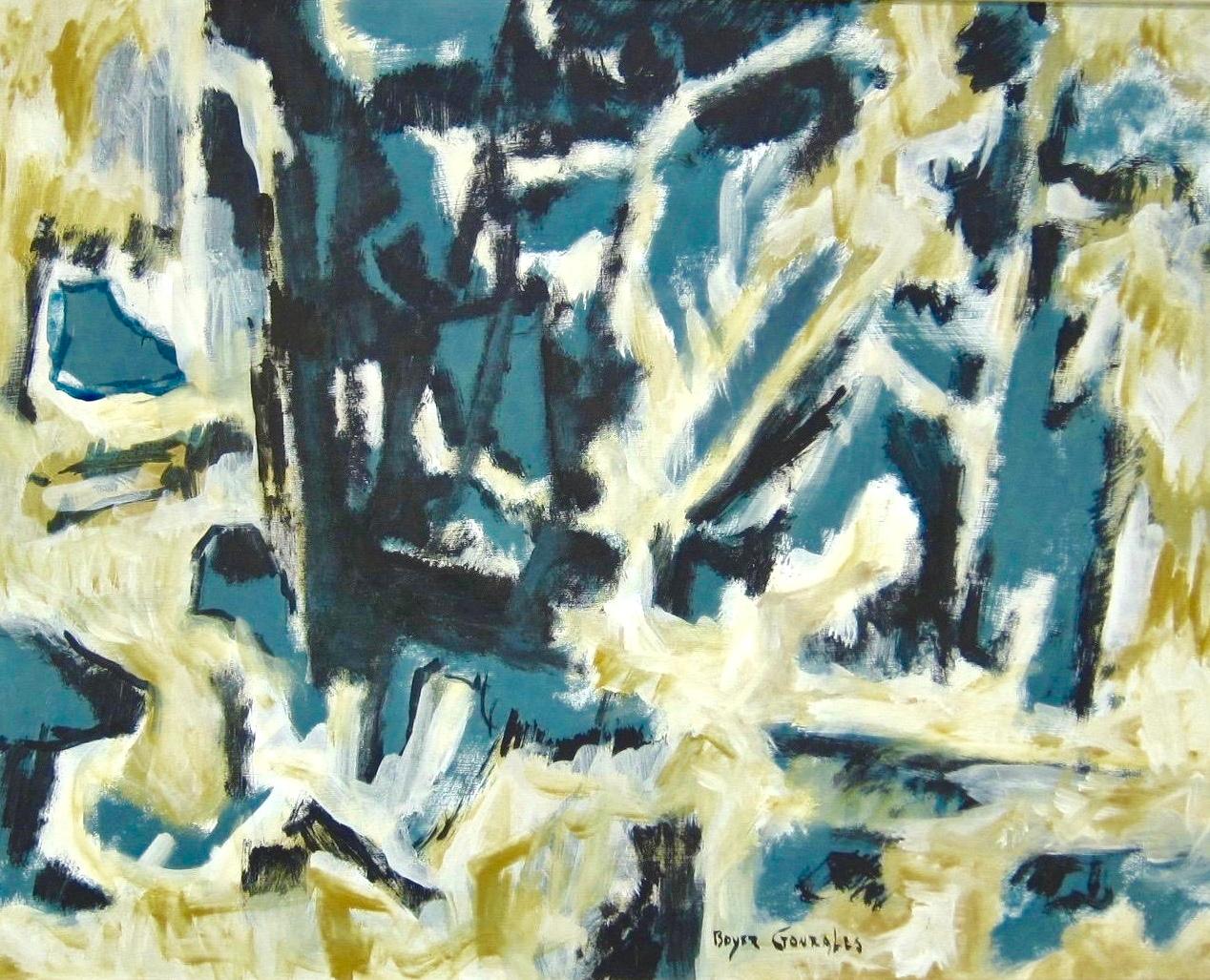 Boyer Gonzales Jr. Abstract Painting - Abstract Expressionist Oil Painting by American Artist Boyer Gonzales Jr