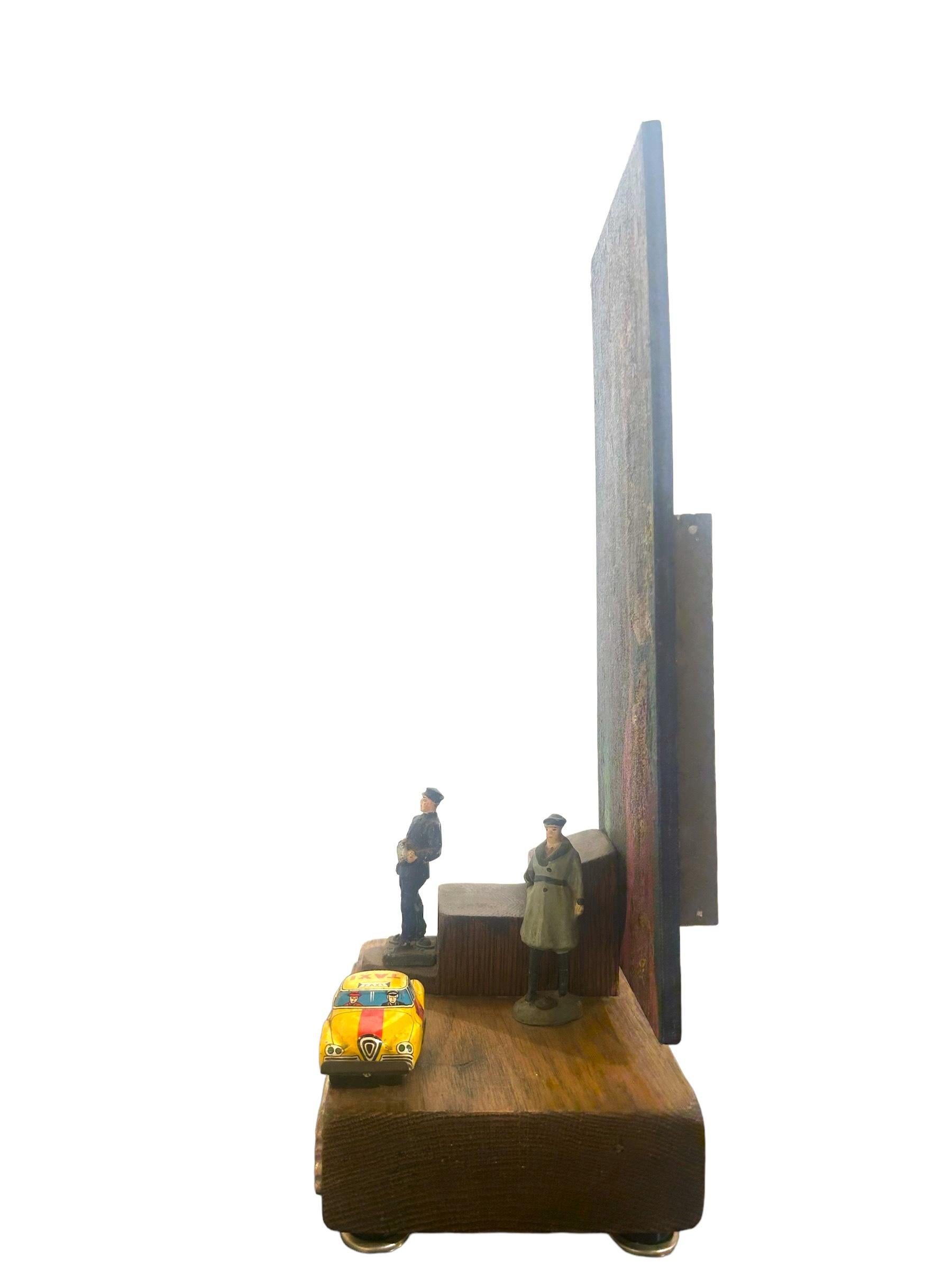 Boys and Toys – Gemälde- und Schminkspiegel mit antiken Spielzeugen, Kunstgegenstand (Moderne) im Angebot