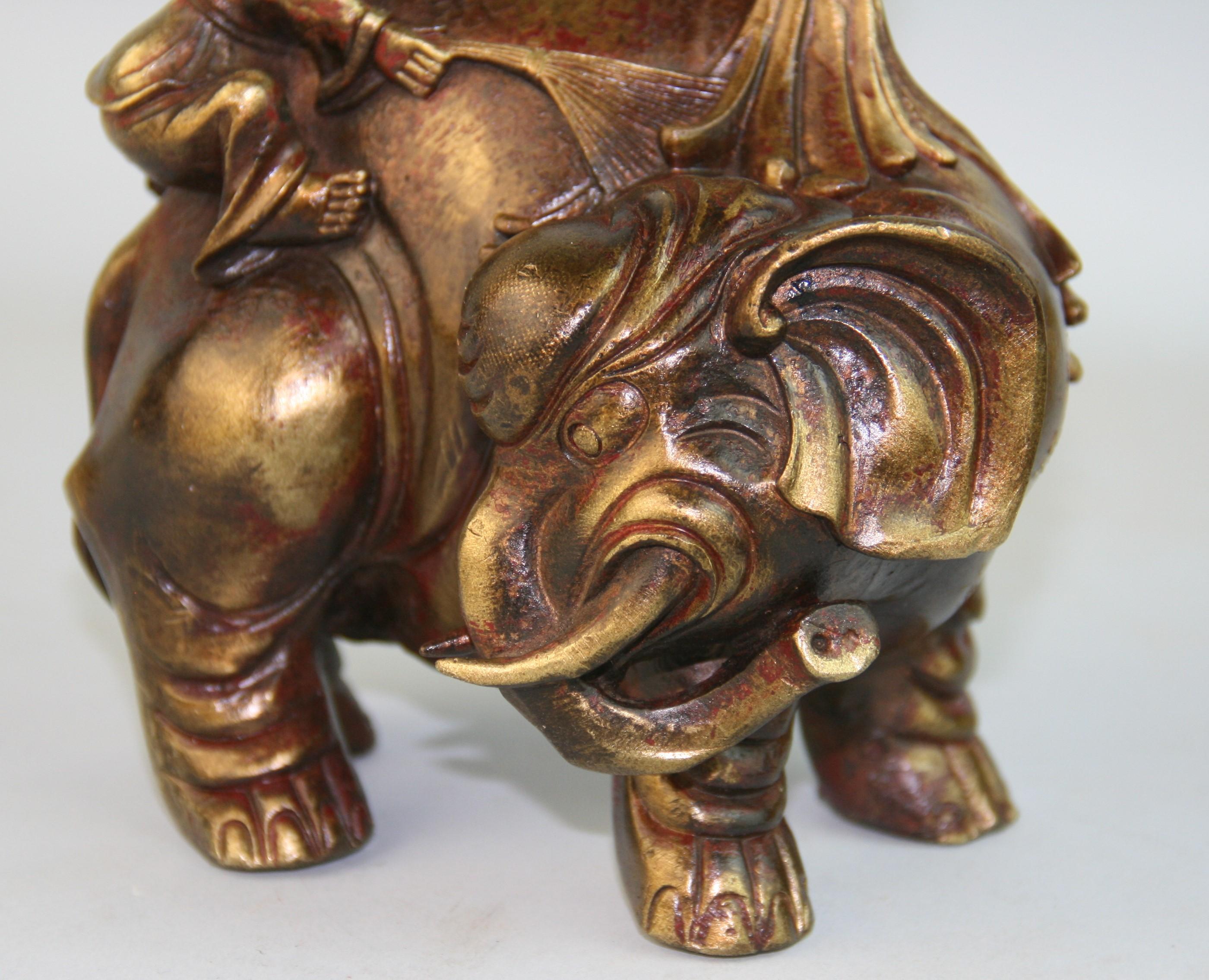 Asian Bronze Sculpture Boys Washing Elephant For Sale 12