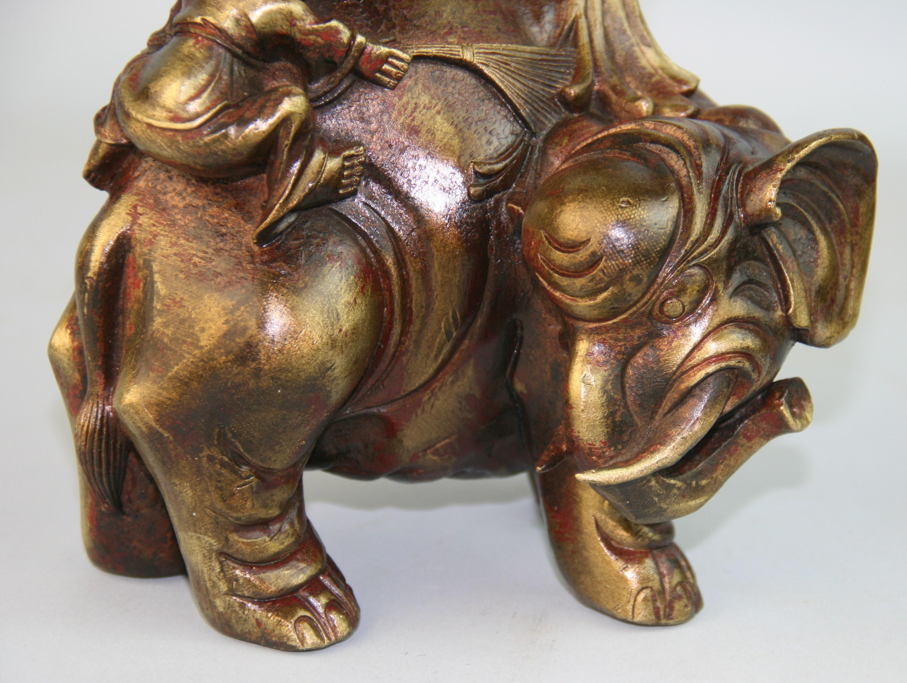 Early 20th Century Asian Bronze Sculpture Boys Washing Elephant For Sale