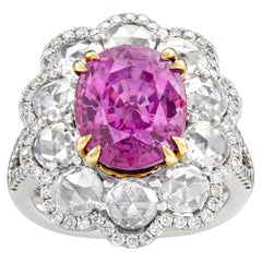 Boysenberry Pink Ceylon Sapphire Ring, 6.56 Carat