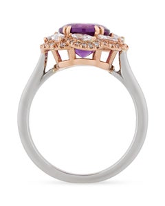 Boysenberry Sapphire and Diamond Ring, 4.44 Carat