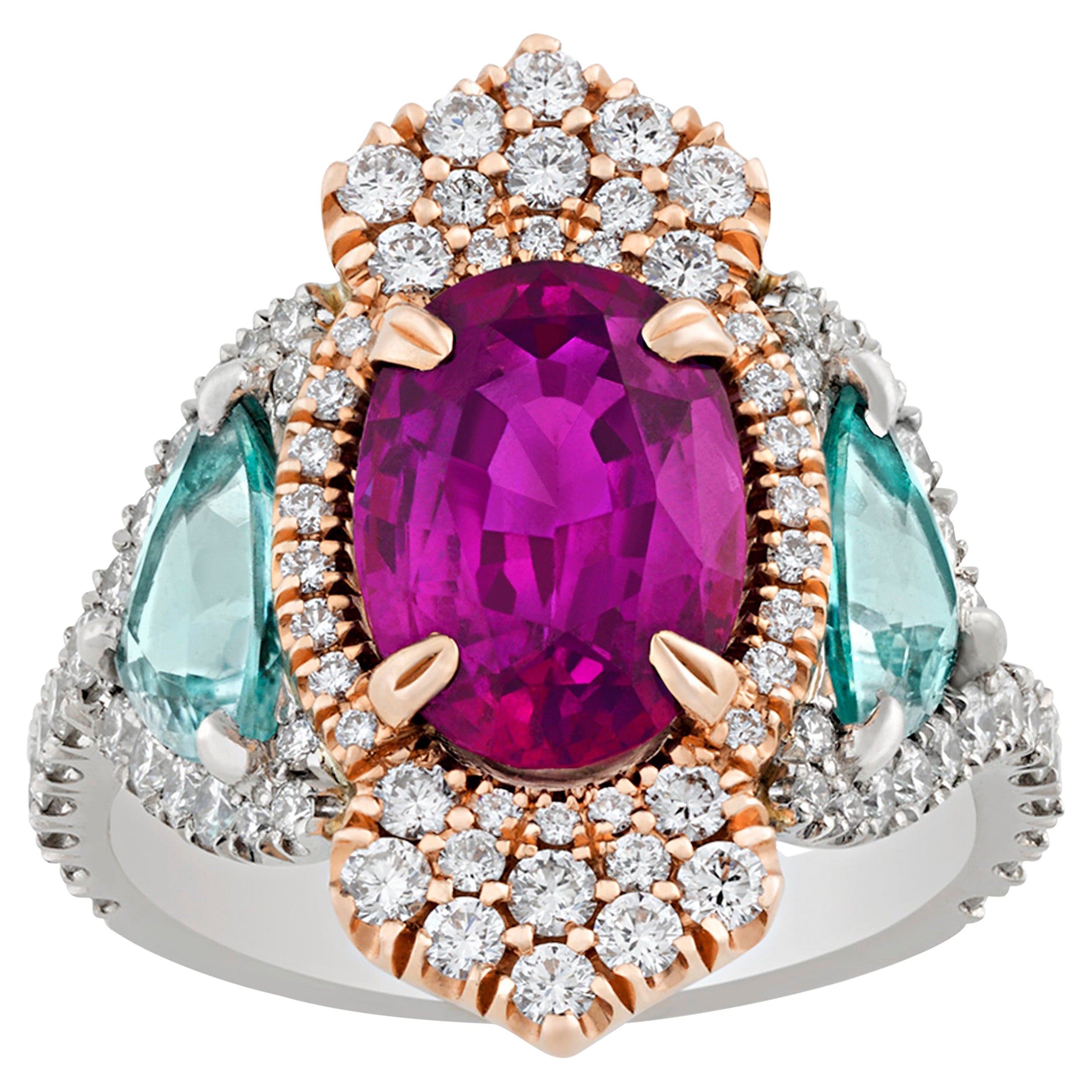 Boysenberry Sapphire Ring, 3.22 Carats
