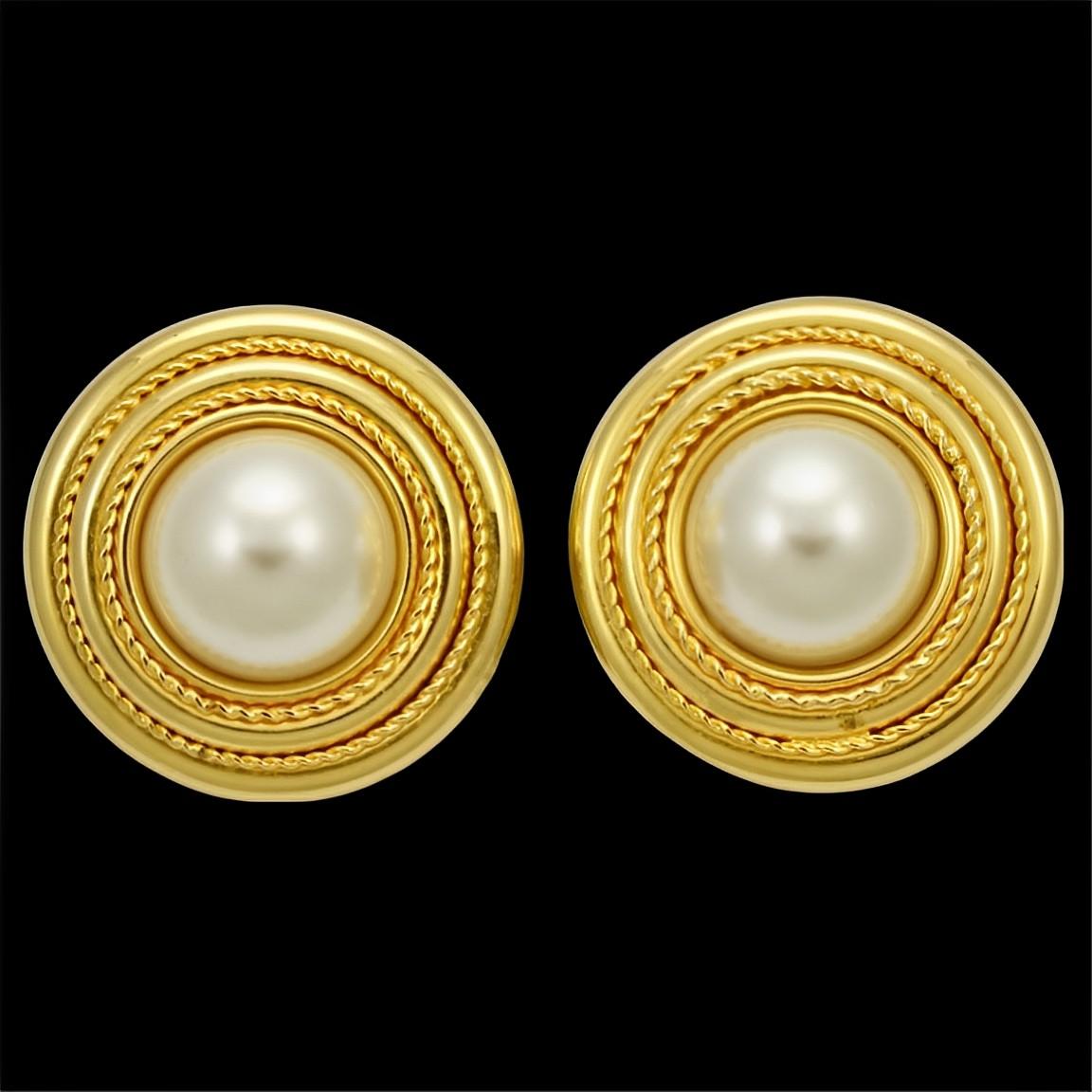 Orecchini A Clip Con Perle E Zirconi – Placcati Oro, Ipoallergenici, Grandezza 18mm, Senza Foro (Argento)