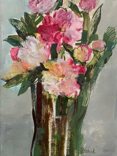 Bouquet. Gouache Painting, Abstract, Figurative, Flowers, Polish art