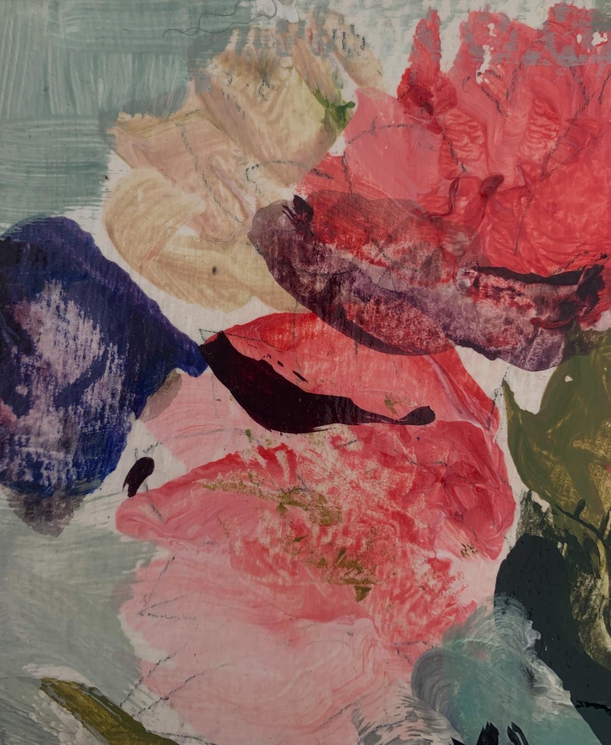Flores. Pintura al gouache, Abstracto, Figurativo, Floral, Arte polaco - Painting Contemporáneo de Bożena Lesiak