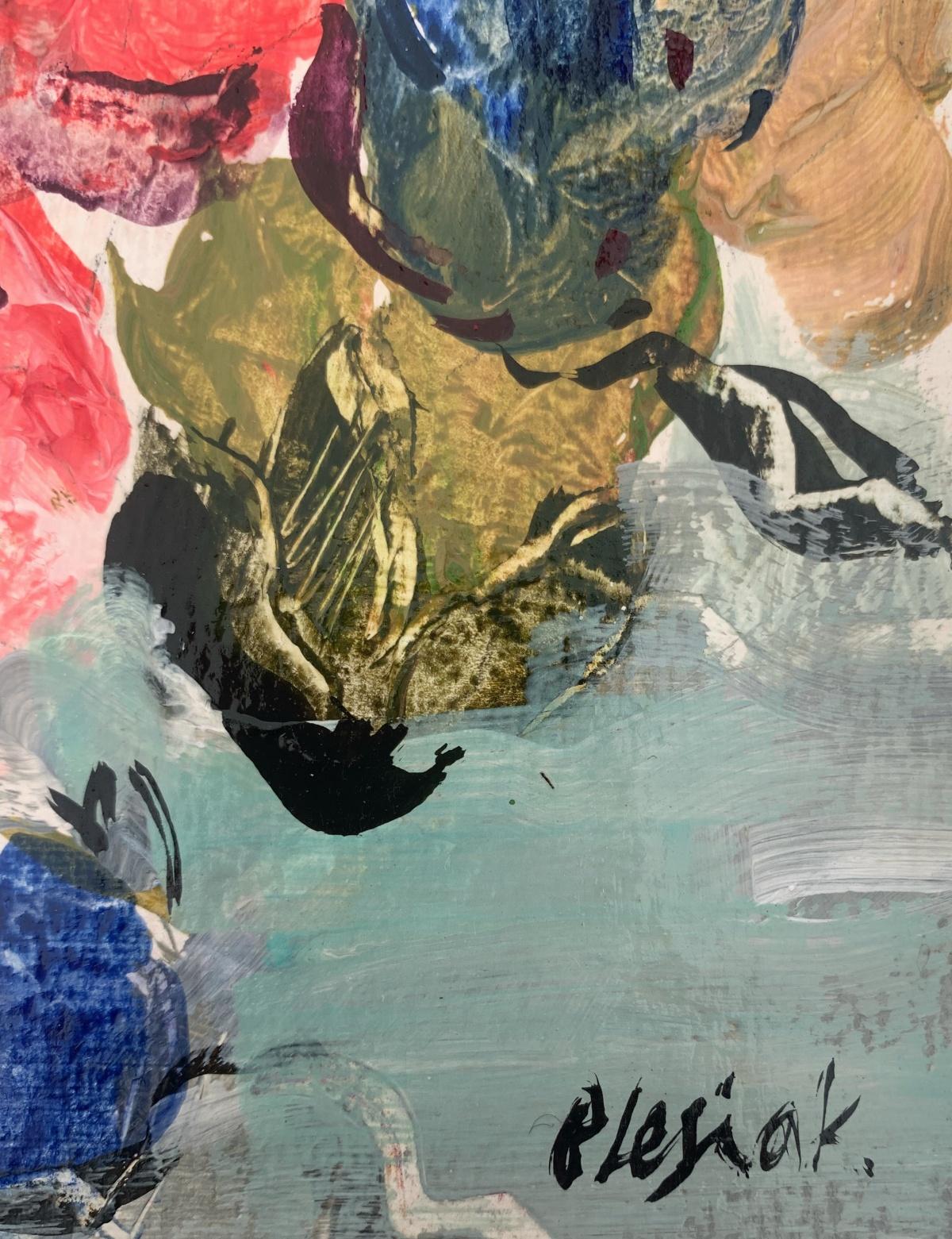 Flores. Pintura al gouache, Abstracto, Figurativo, Floral, Arte polaco - Still-Life Painting Marrón de Bożena Lesiak
