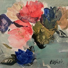 Fleurs. Peinture à la gouache, abstraite, figurative, florale, art polonais