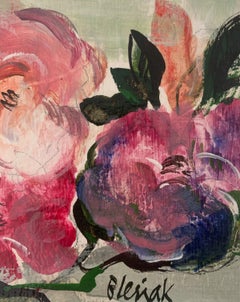 Peonies. Gouache Painting, Abstract, Figurative, Floral, Polish art