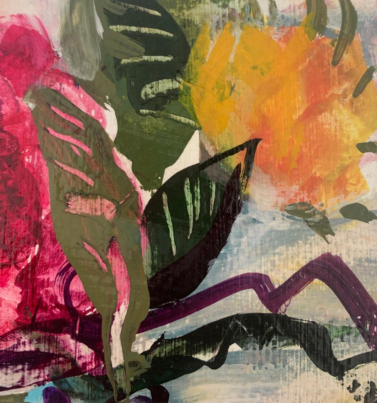 Peonías. Pintura al gouache, Abstracto, Figurativo, Floral, Arte polaco - Figurative Painting Marrón de Bożena Lesiak