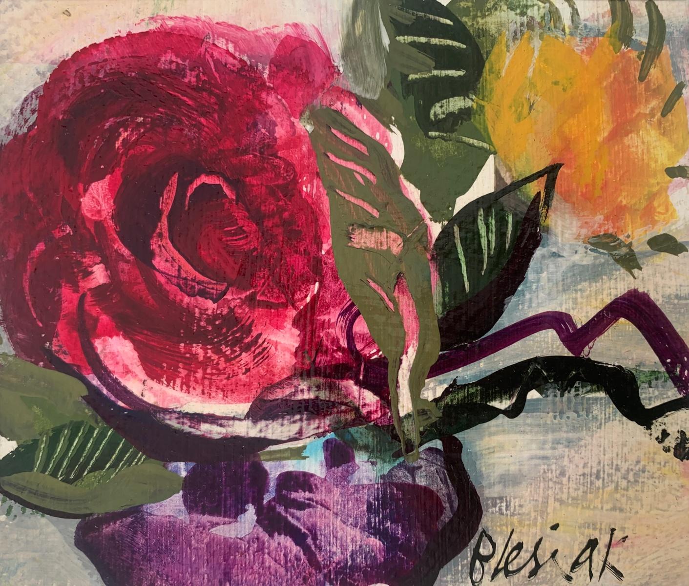 Peonías. Pintura al gouache, Abstracto, Figurativo, Floral, Arte polaco