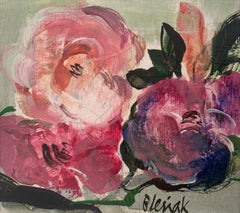 Peonies. Gouache Painting, Abstract, Figurative, Flowers, Polish art