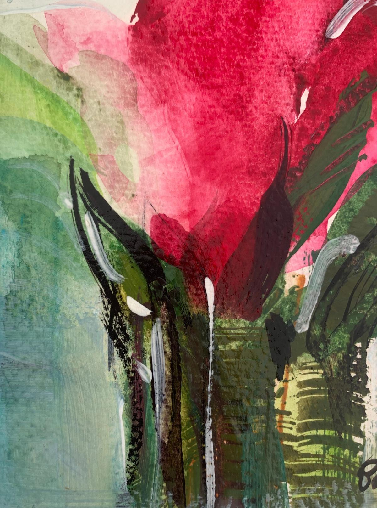 Tulipanes. Pintura al gouache, Abstracto, Figurativo, Floral, Artista polaco - Figurative Painting Marrón de Bożena Lesiak