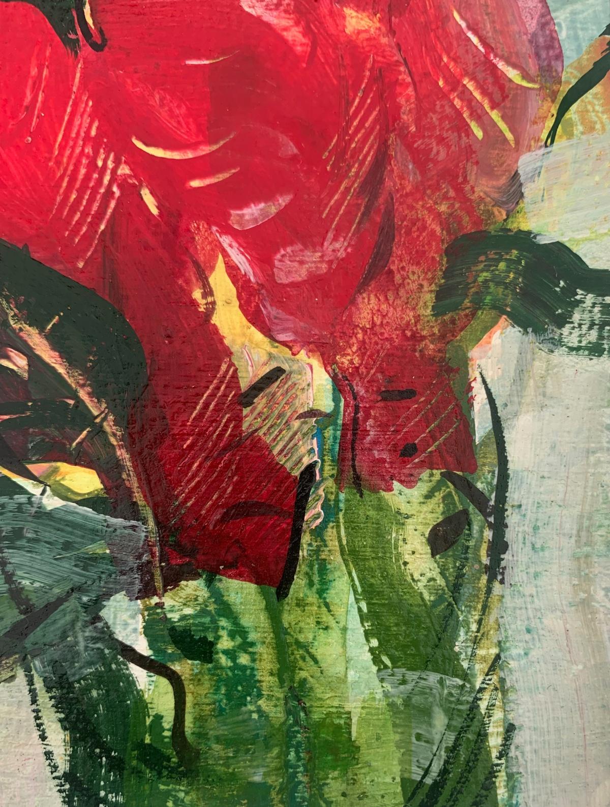 Tulips. Gouache Painting, Abstract, Figurative, Floral, Polish artist For Sale 2