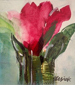 Tulips. Gouache Painting, Abstract, Figurative, Floral, Polish artist