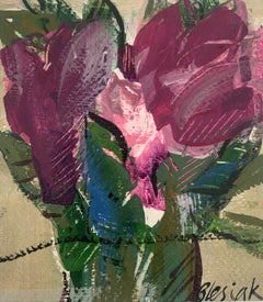 Tulipanes. Pintura al gouache, Abstracto, Figurativo, Floral, Artista polaco