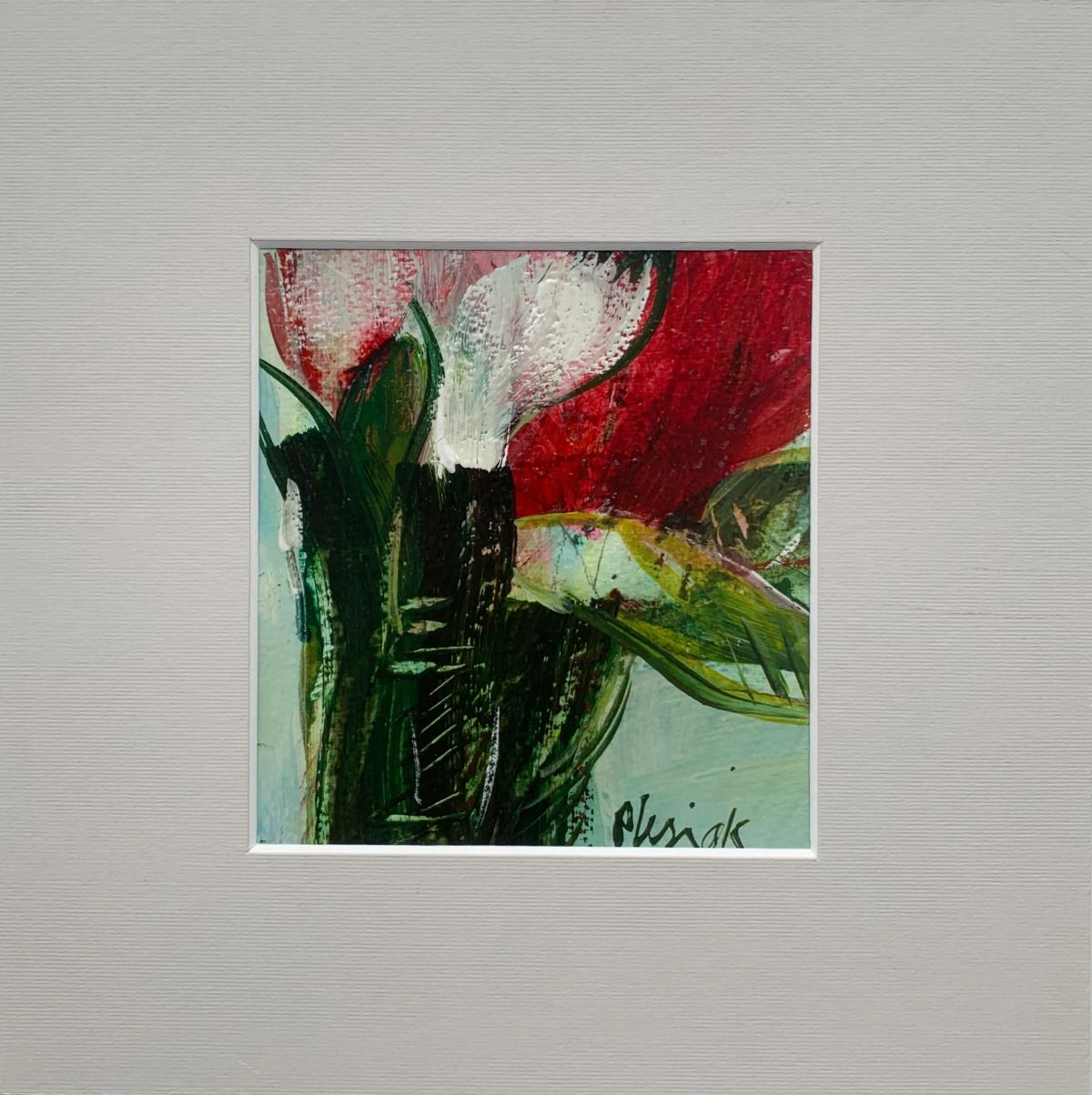 Tulipes. Peinture à la gouache, abstraite, figurative, fleurs, art polonais - Painting de Bożena Lesiak