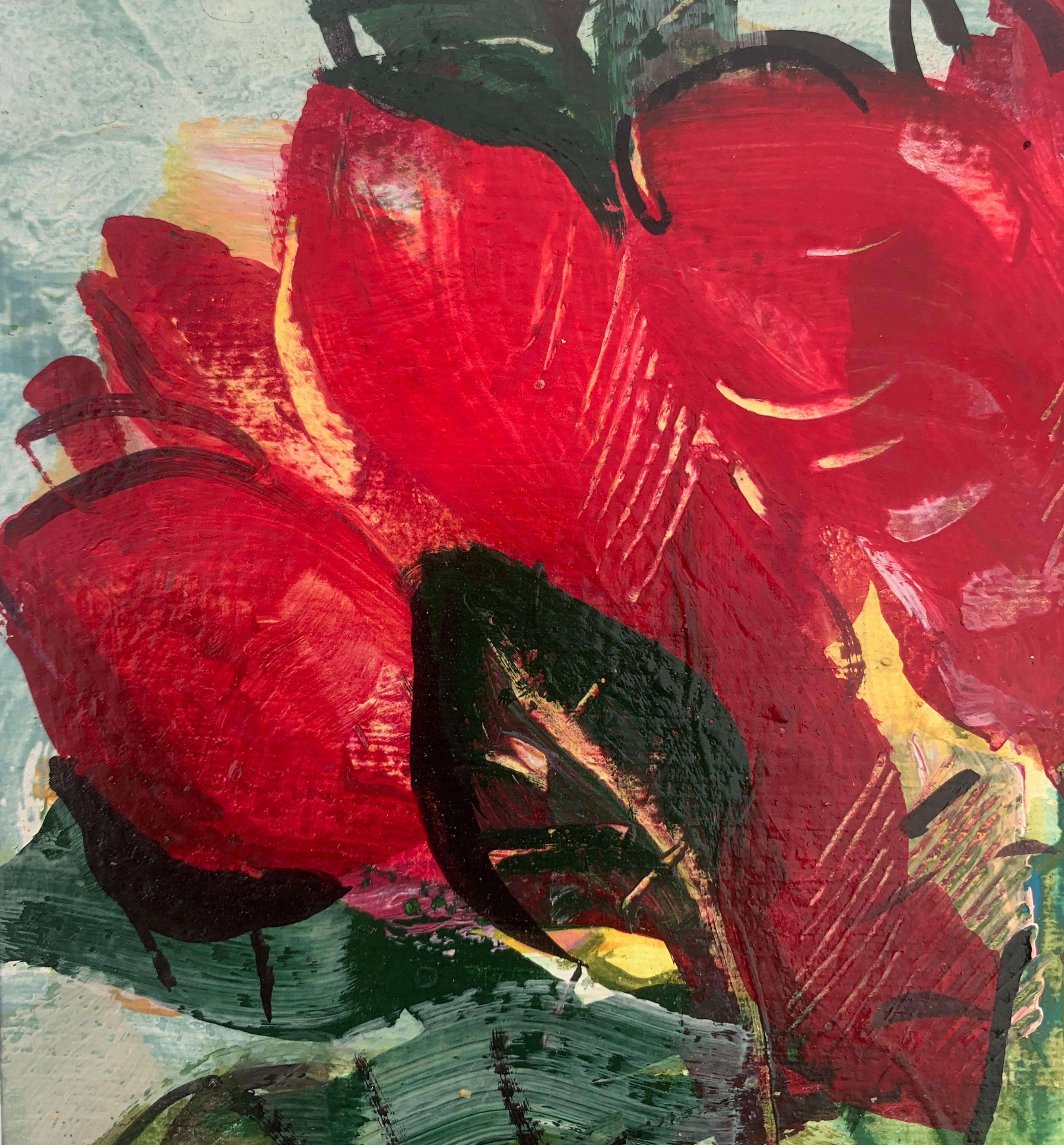 Tulipanes. Pintura al gouache, Abstracto, Figurativo, Flores, Arte polaco - Painting de Bożena Lesiak