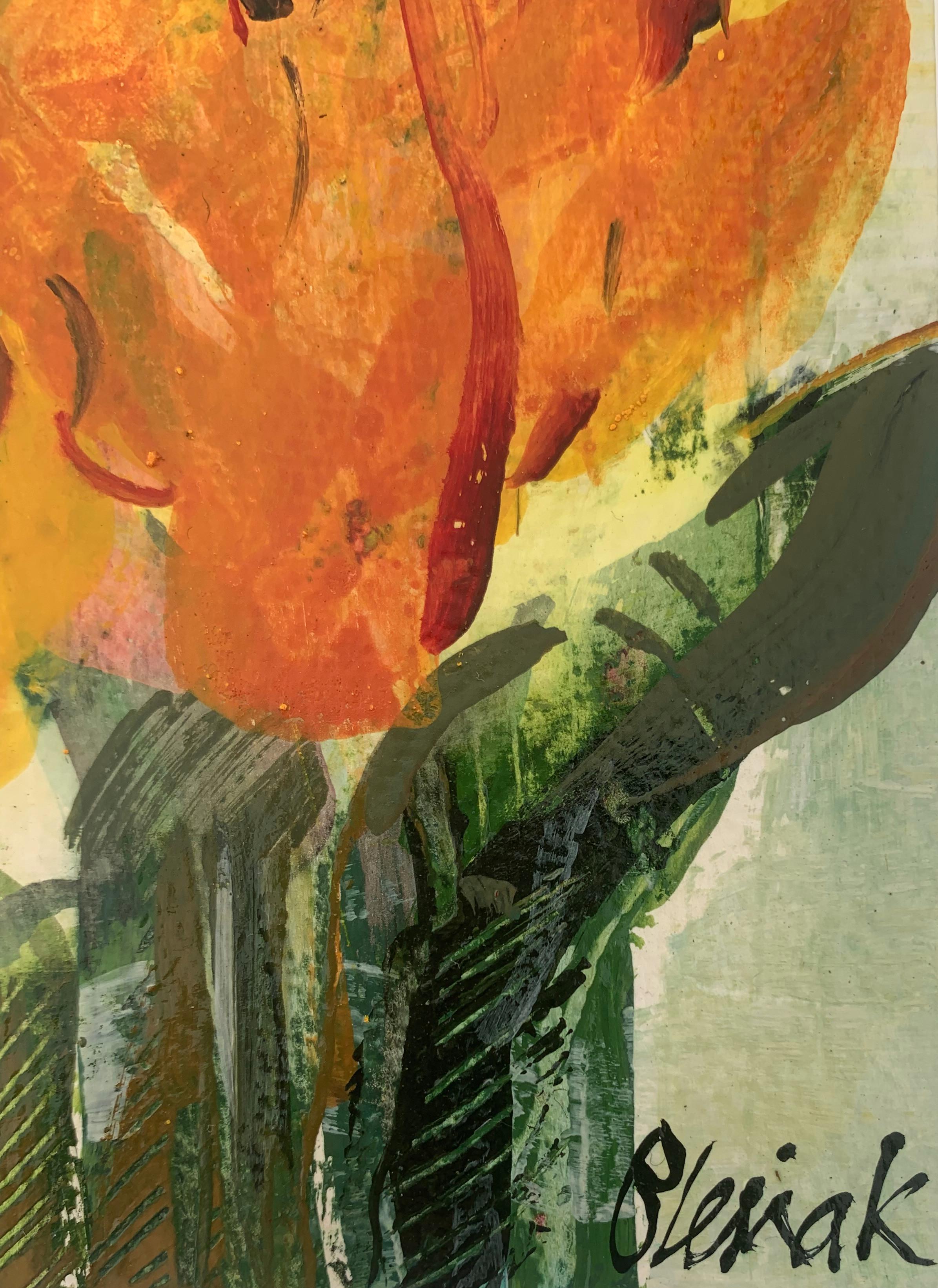 Tulipani. Pittura a guazzo, Astratto, Figurativo, Fiori, Arte polacca - Painting di Bożena Lesiak