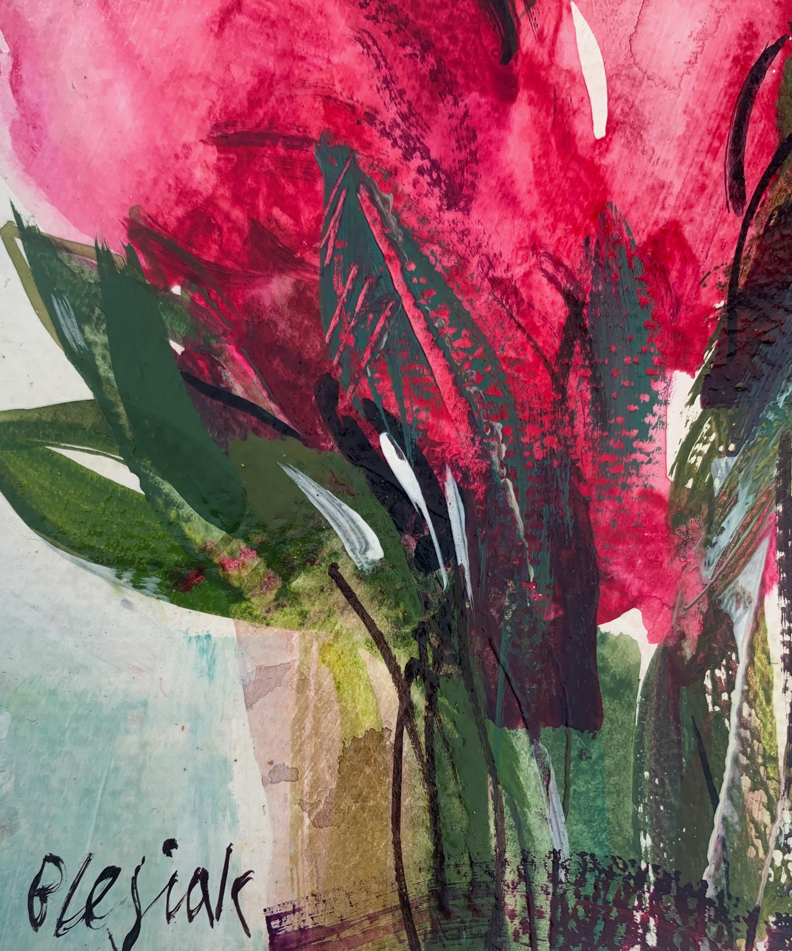 Tulipanes. Pintura al gouache, Abstracto, Figurativo, Flores, Arte polaco - Painting de Bożena Lesiak