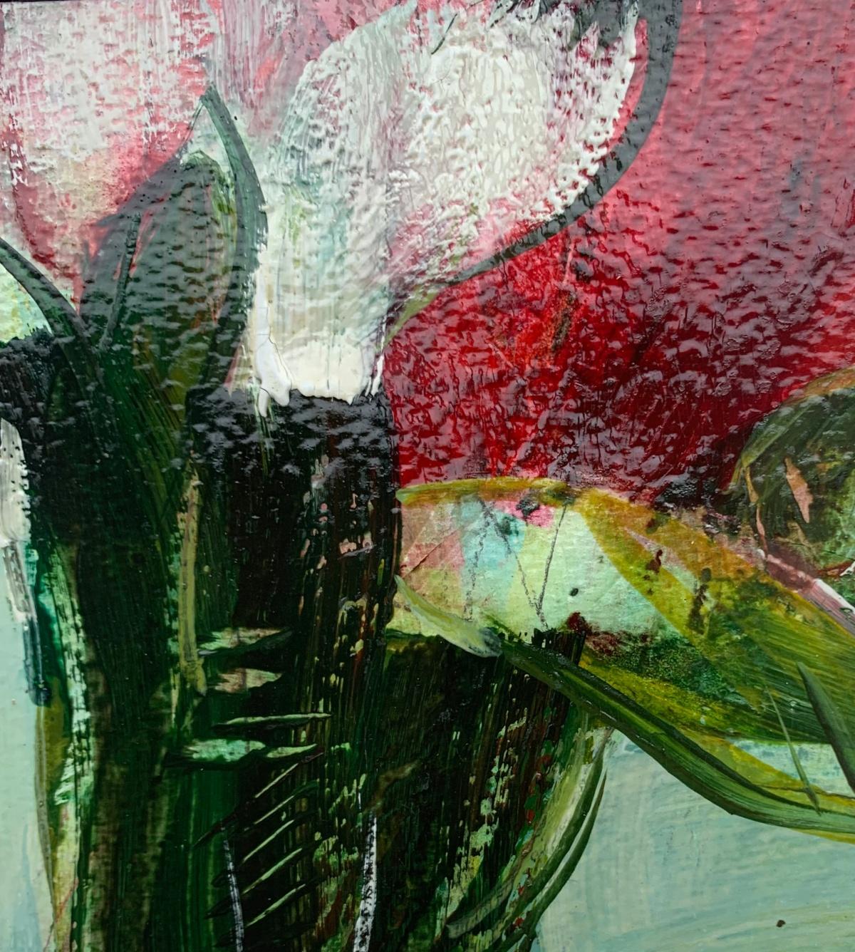 Tulipes. Peinture à la gouache, abstraite, figurative, fleurs, art polonais - Contemporain Painting par Bożena Lesiak