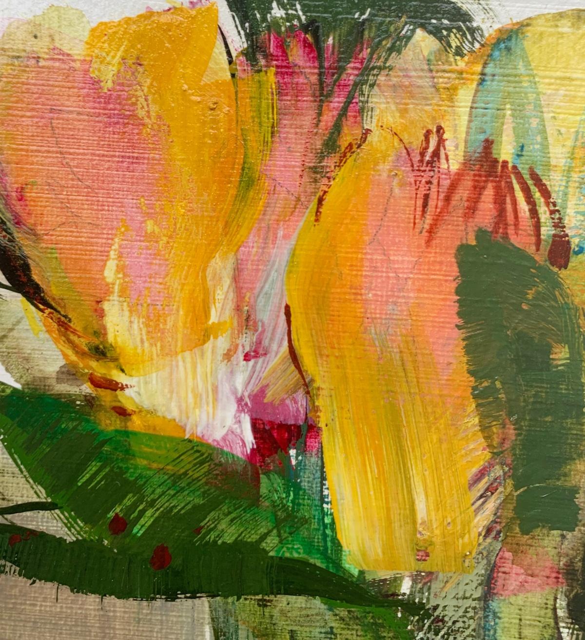 Tulipani. Pittura a guazzo, Astratto, Figurativo, Fiori, Arte polacca - Painting Contemporaneo di Bożena Lesiak
