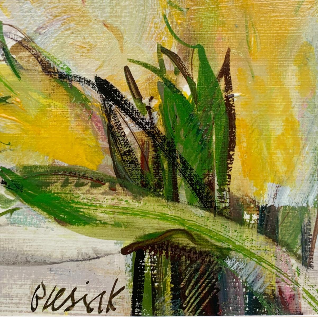 Tulipes. Peinture à la gouache, abstraite, figurative, fleurs, art polonais - Contemporain Painting par Bożena Lesiak