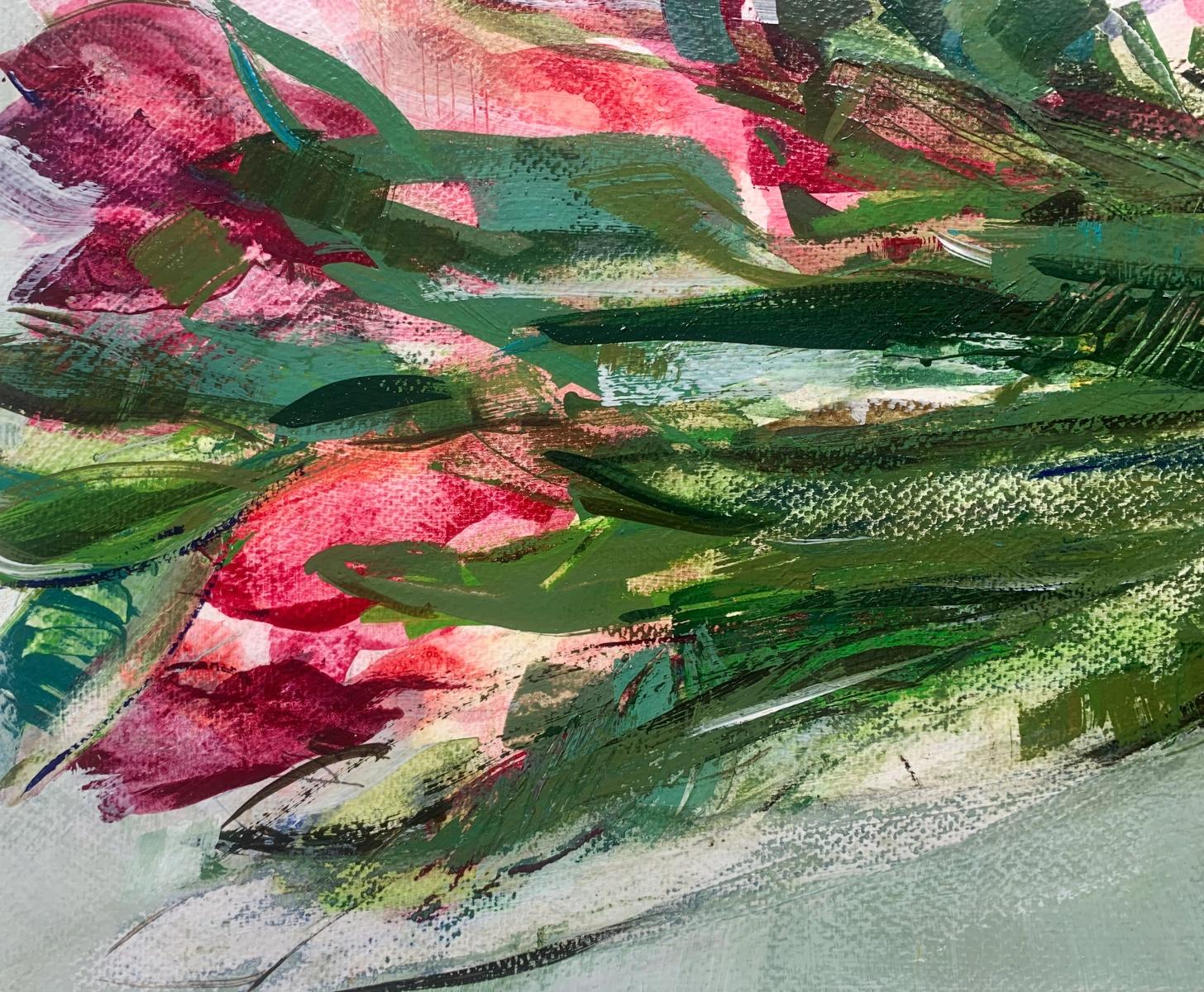Tulpen. Gouache-Gemälde, Abstrakt, figurativ, Blumen, Polnische Kunst (Zeitgenössisch), Painting, von Bożena Lesiak