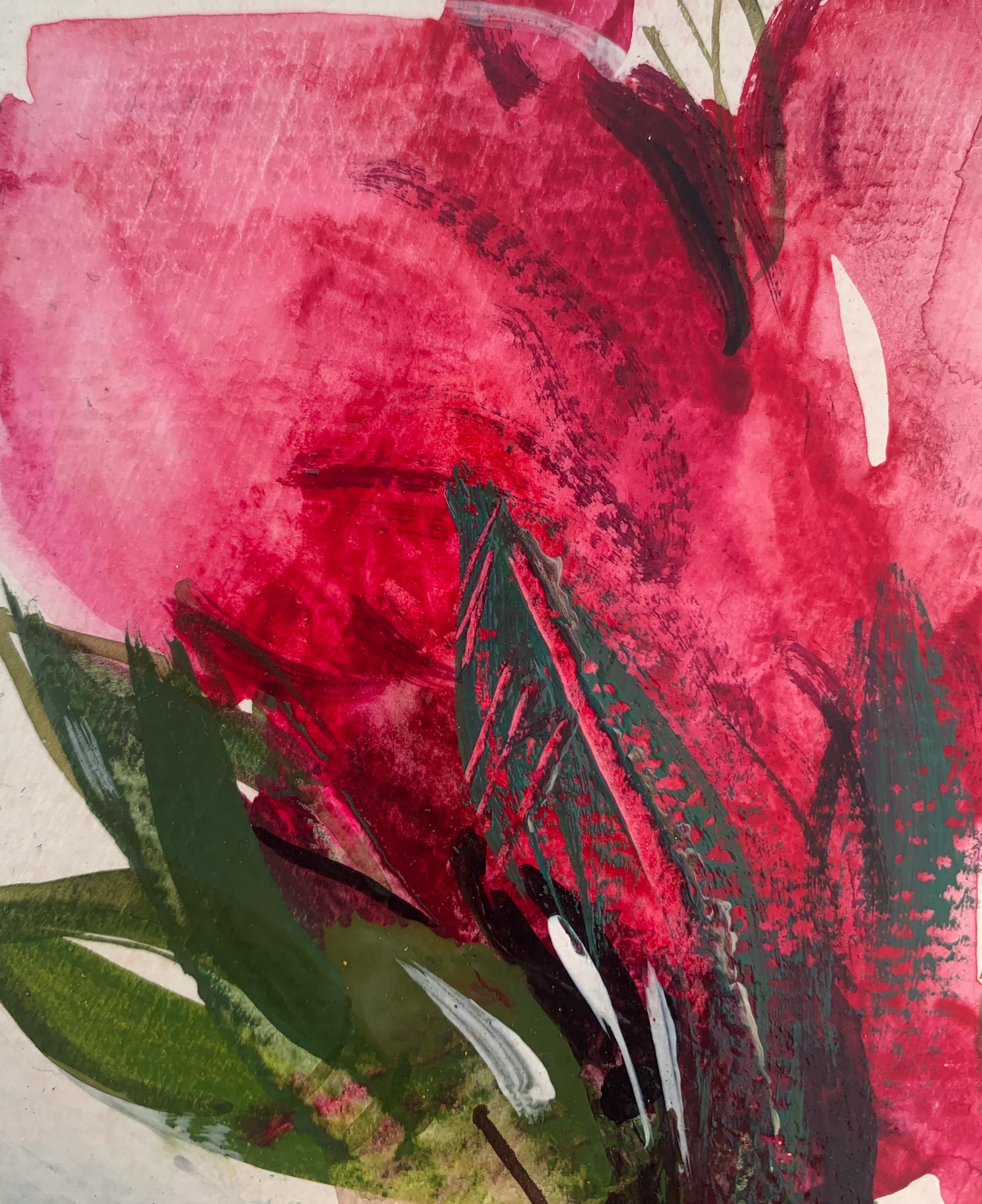 Tulipanes. Pintura al gouache, Abstracto, Figurativo, Flores, Arte polaco - Still-Life Painting Rosa de Bożena Lesiak