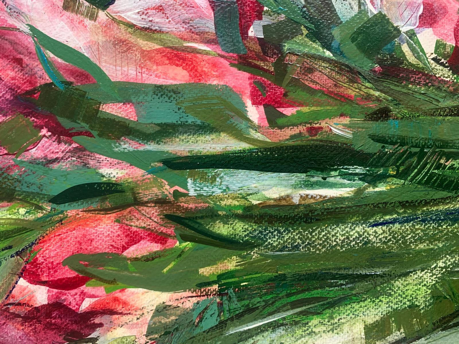 Tulpen. Gouache-Gemälde, Abstrakt, figurativ, Blumen, Polnische Kunst (Grau), Figurative Painting, von Bożena Lesiak