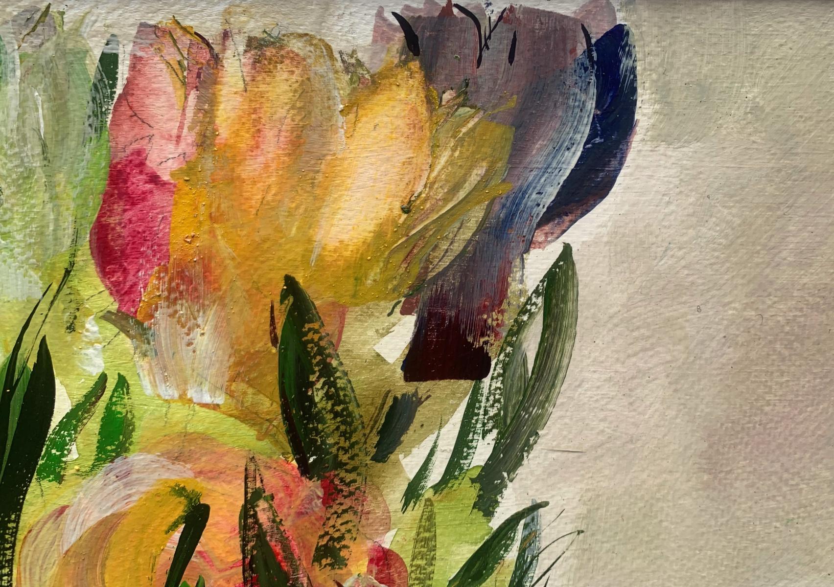 Tulips. Gouache Painting, Abstract, Figurative, Flowers, Polish art in vendita 1