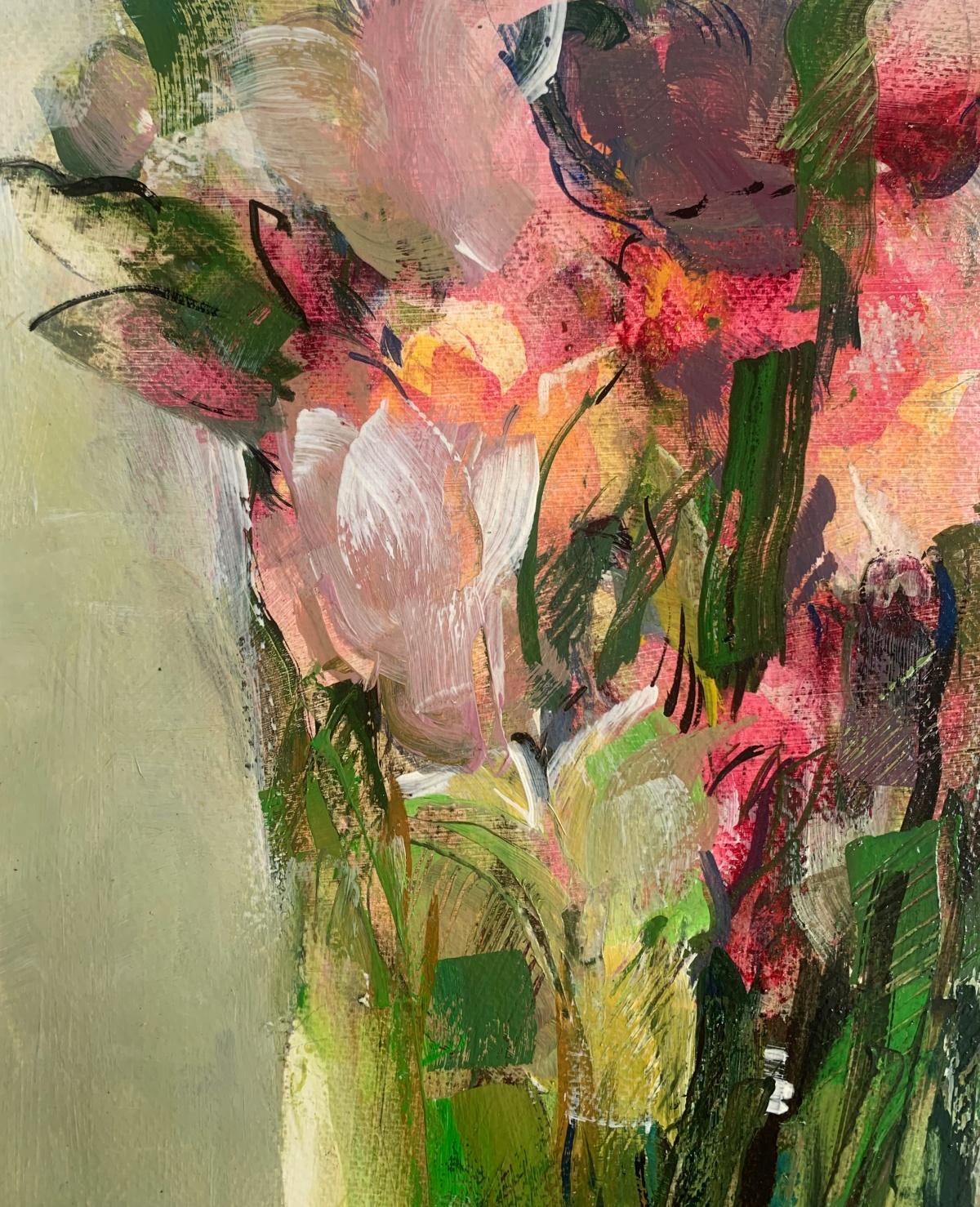 Tulips. Gouache Painting, Abstract, Figurative, Flowers, Polish art in vendita 2