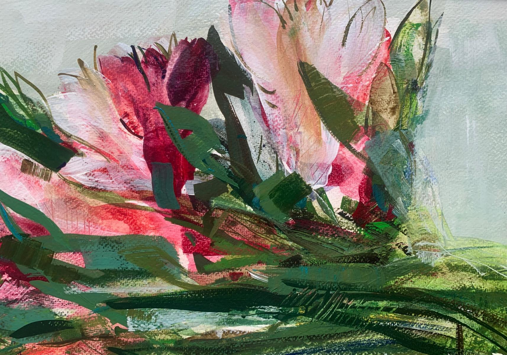Tulpen. Gouache-Gemälde, Abstrakt, figurativ, Blumen, Polnische Kunst im Angebot 1