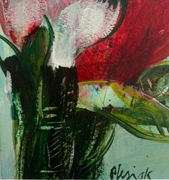 Antique Tulips. Gouache Painting, Abstract, Figurative, Flowers, Polish art