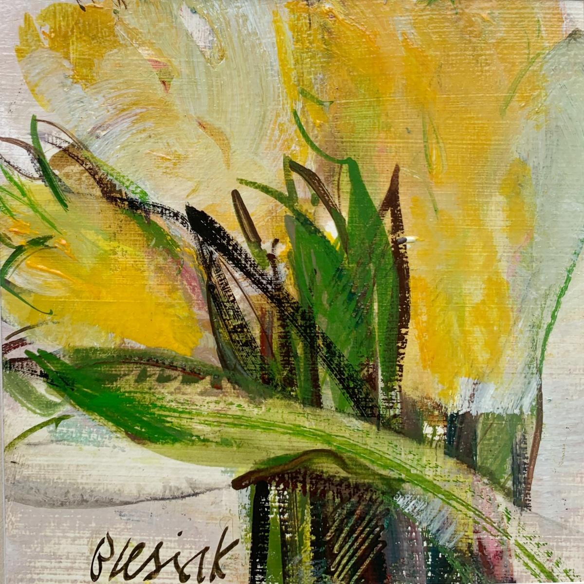 Tulpen. Gouache-Gemälde, Abstrakt, figurativ, Blumen, Polnische Kunst