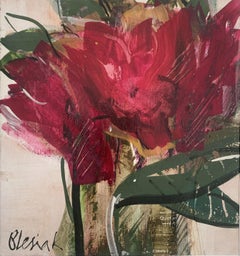 Tulips. Gouache Painting, Abstract, Figurative, Flowers, Polish art