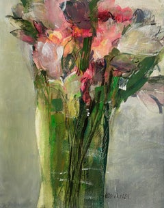 Tulips. Gouache Painting, Abstract, Figurative, Flowers, Polish art