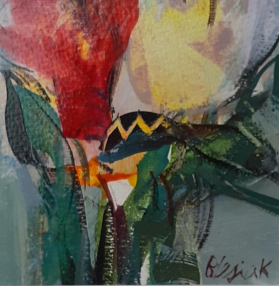 Tulips - XXI century, Oil & Acrylic Painting, Abstract, Figurative, Flowers