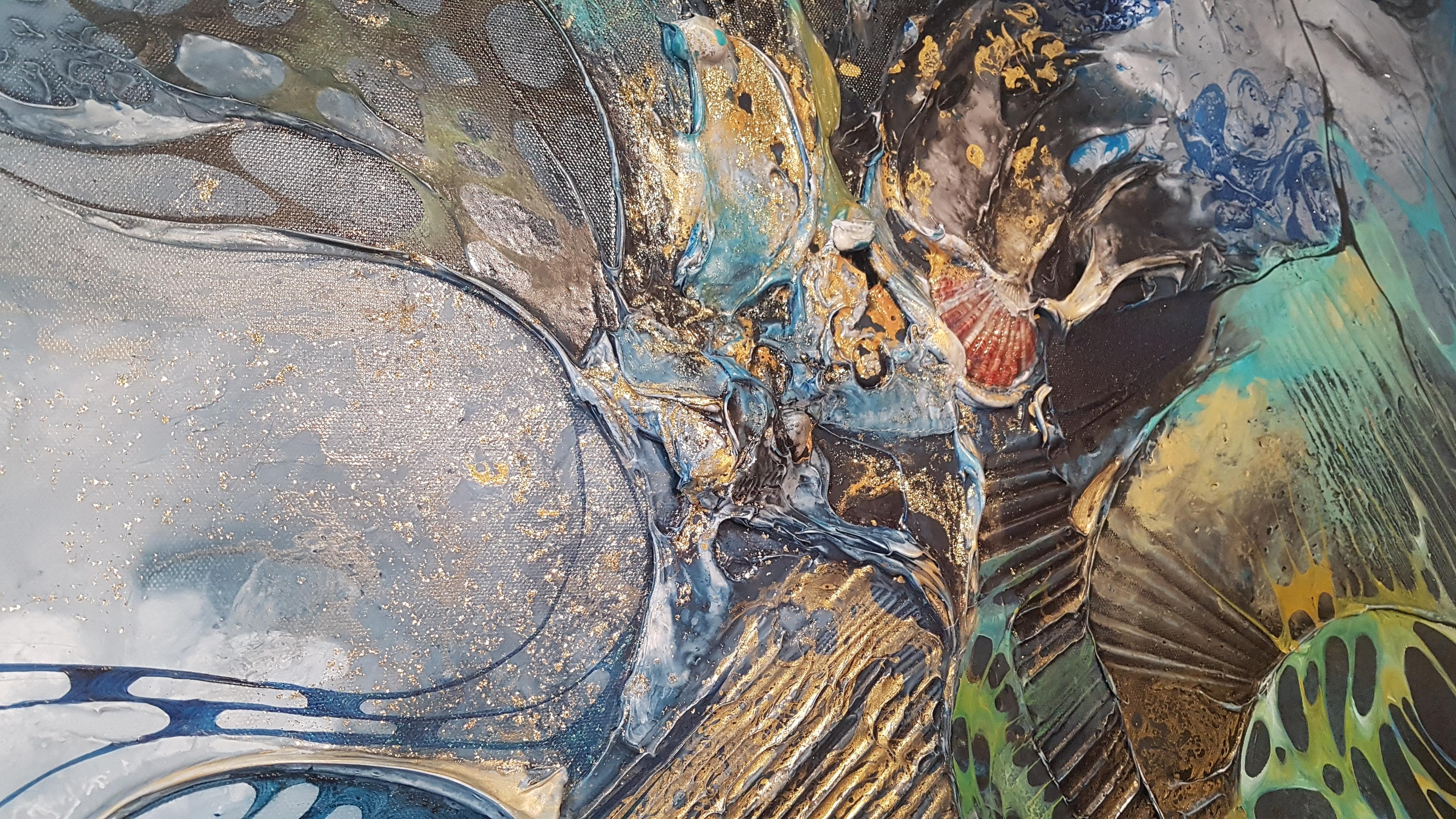 Quadratisches Acrylgemälde ohne Titel – Abstrakte Farben von Bozena Ossowski – Deutschland im Angebot 1