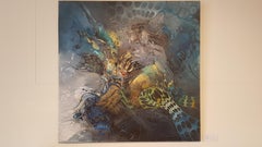 Quadratisches Acrylgemälde ohne Titel – Abstrakte Farben von Bozena Ossowski – Deutschland