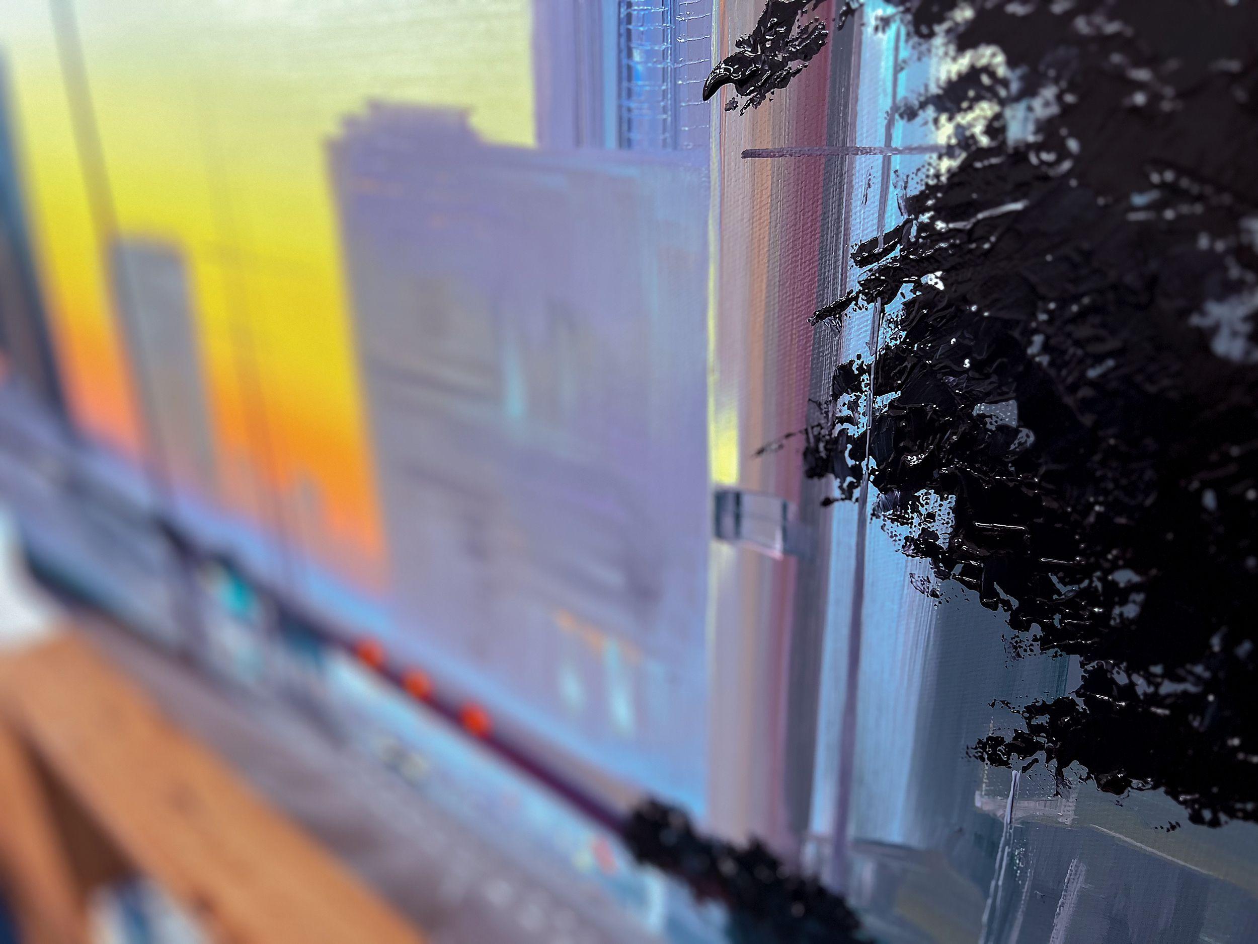 Silent Dawn on Dubai Streets, Painting, Oil on Canvas For Sale 4