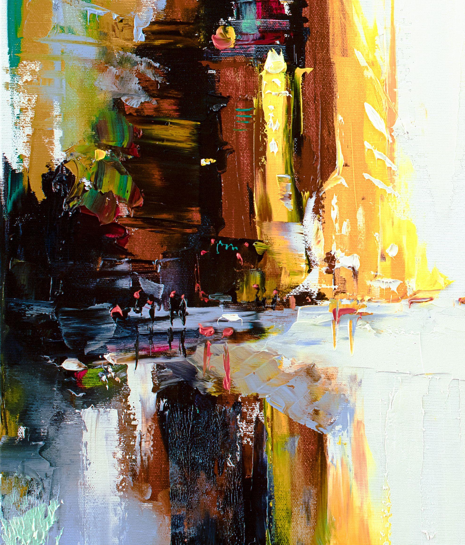 Lebendiger Morgen in der Stadt N2, Gemälde, Öl auf Leinwand (Abstrakt), Painting, von Bozhena Fuchs