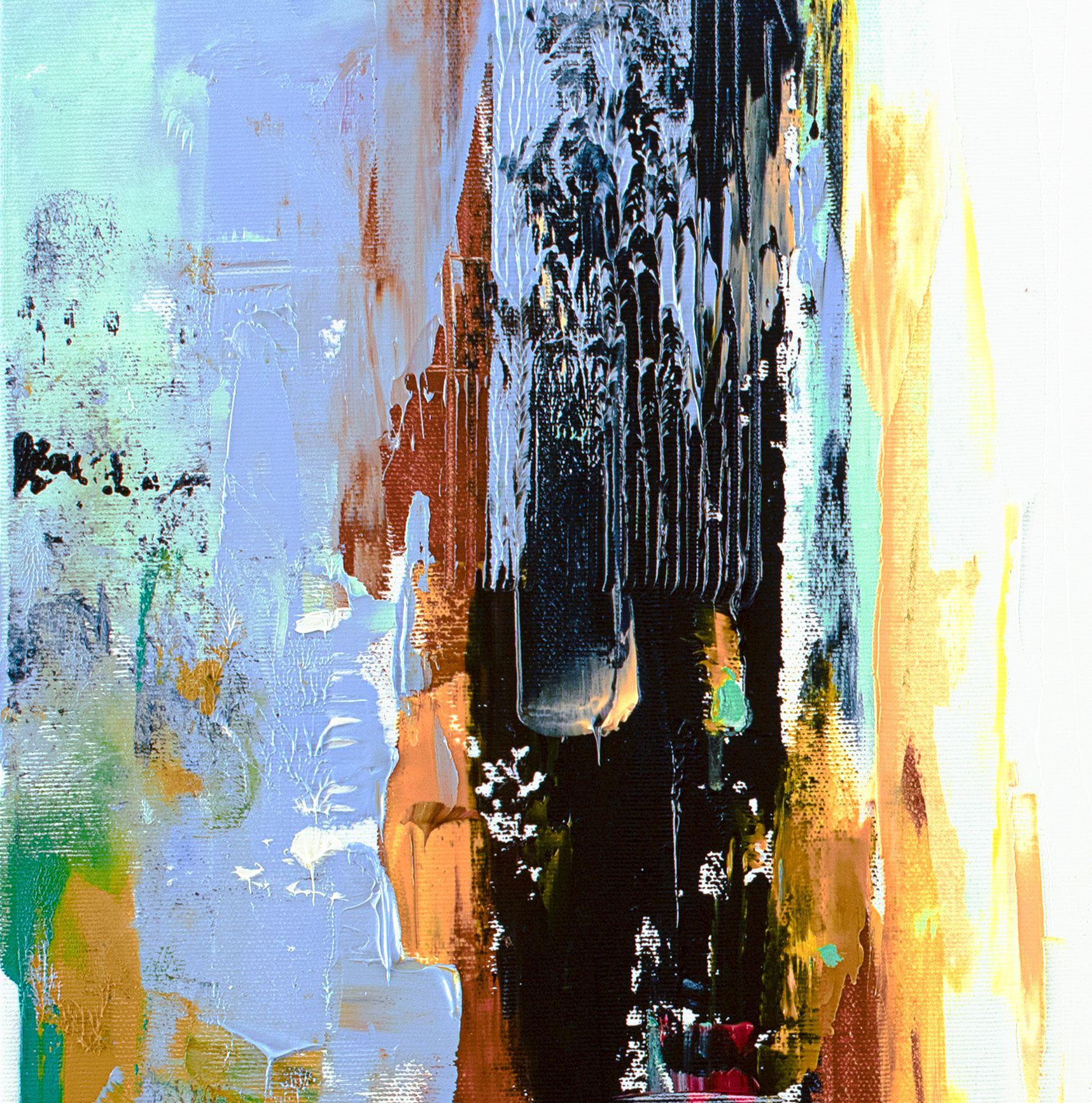 Lebendiger Morgen in der Stadt N2, Gemälde, Öl auf Leinwand (Grau), Abstract Painting, von Bozhena Fuchs