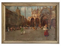 Bozzato Attilio Achille '1886 -1954' "Saint Mark's Square in Venice" Panel