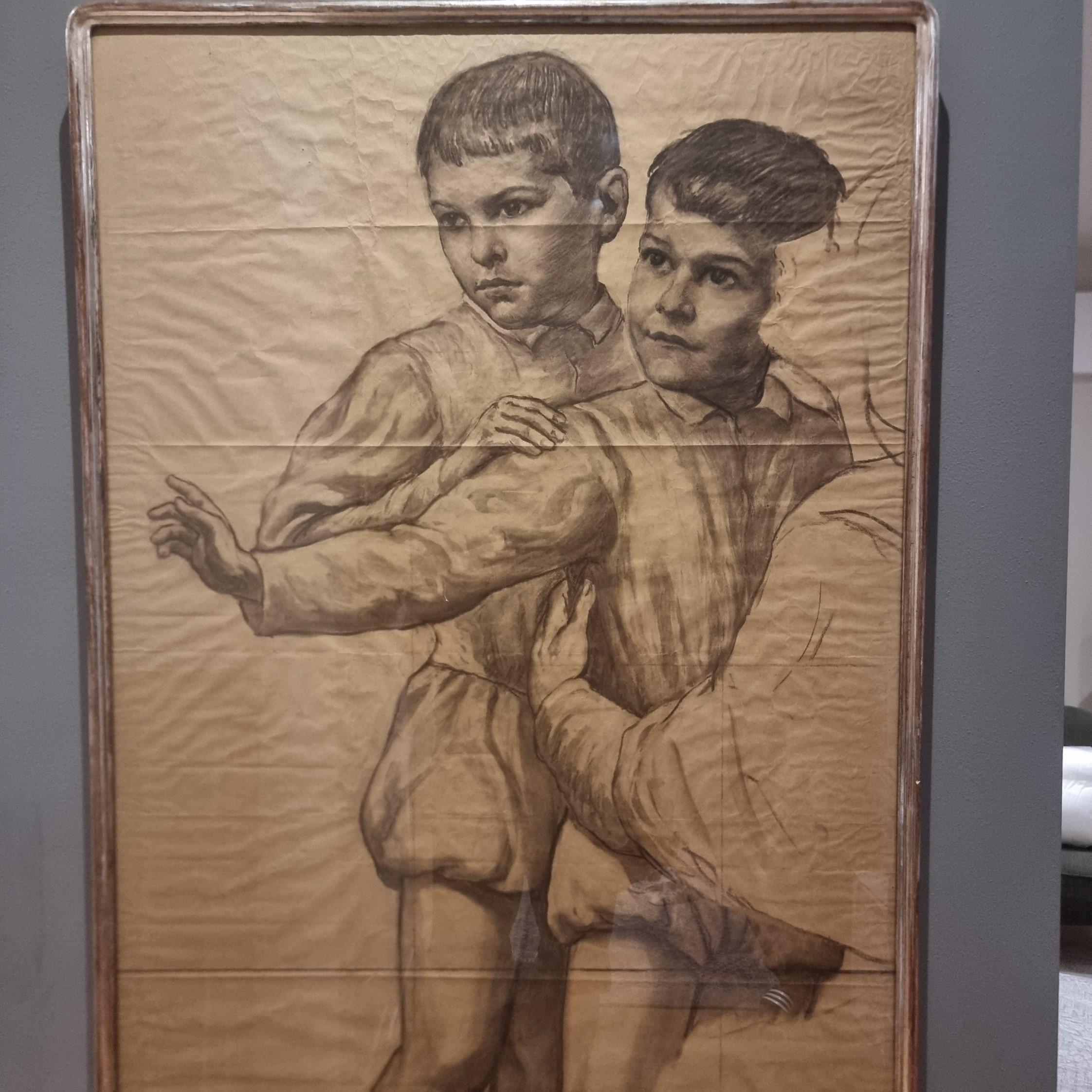 Bozzetto a matita 800 i Fanciulli grande qualità 19th Century en venta
