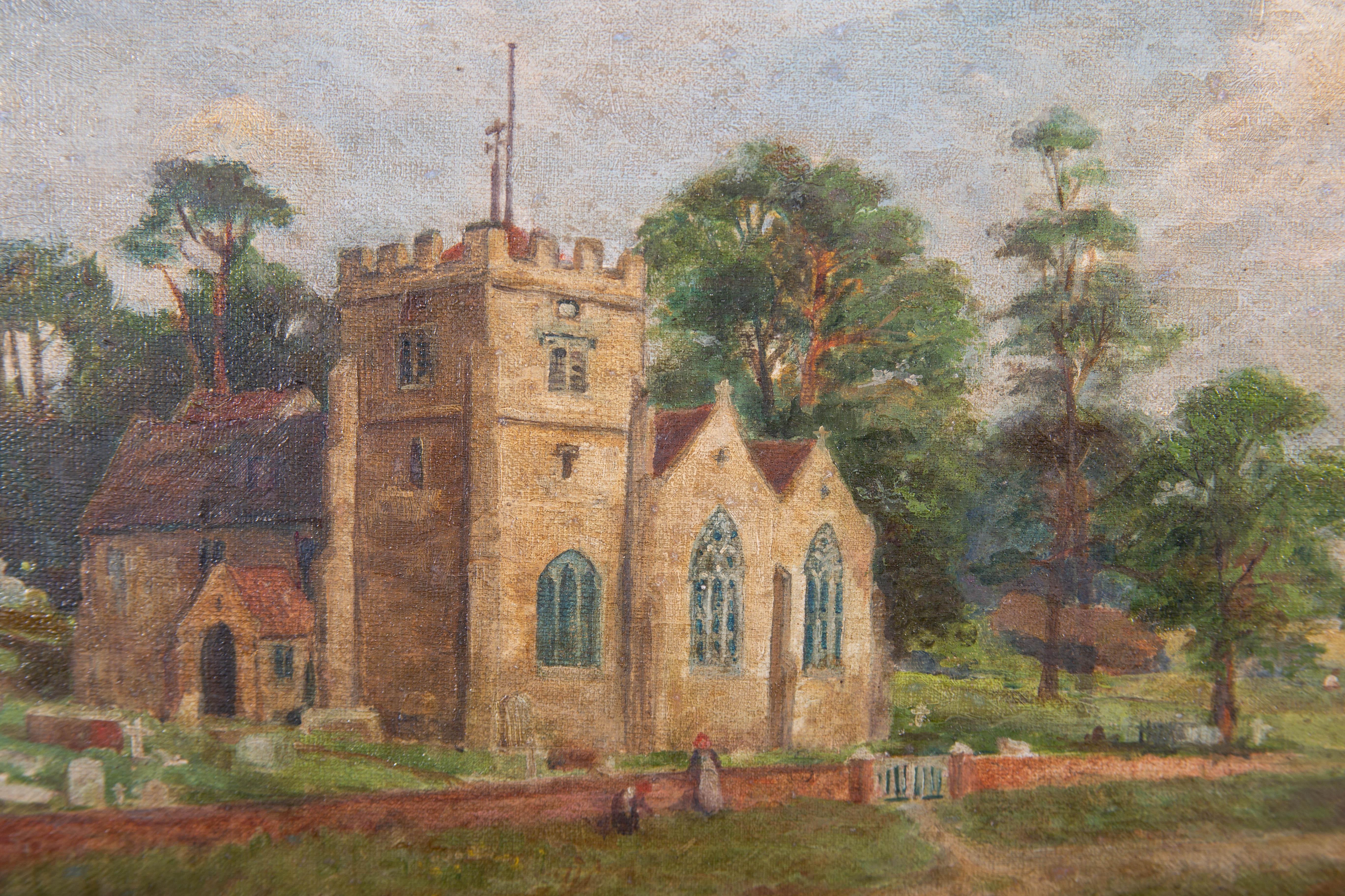 B.P Gast - 1903 Oil, The Village Church For Sale 2
