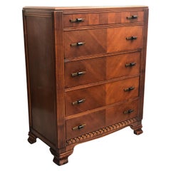 BP John Art Deco Retro Walnut Burl Dresser with Handles