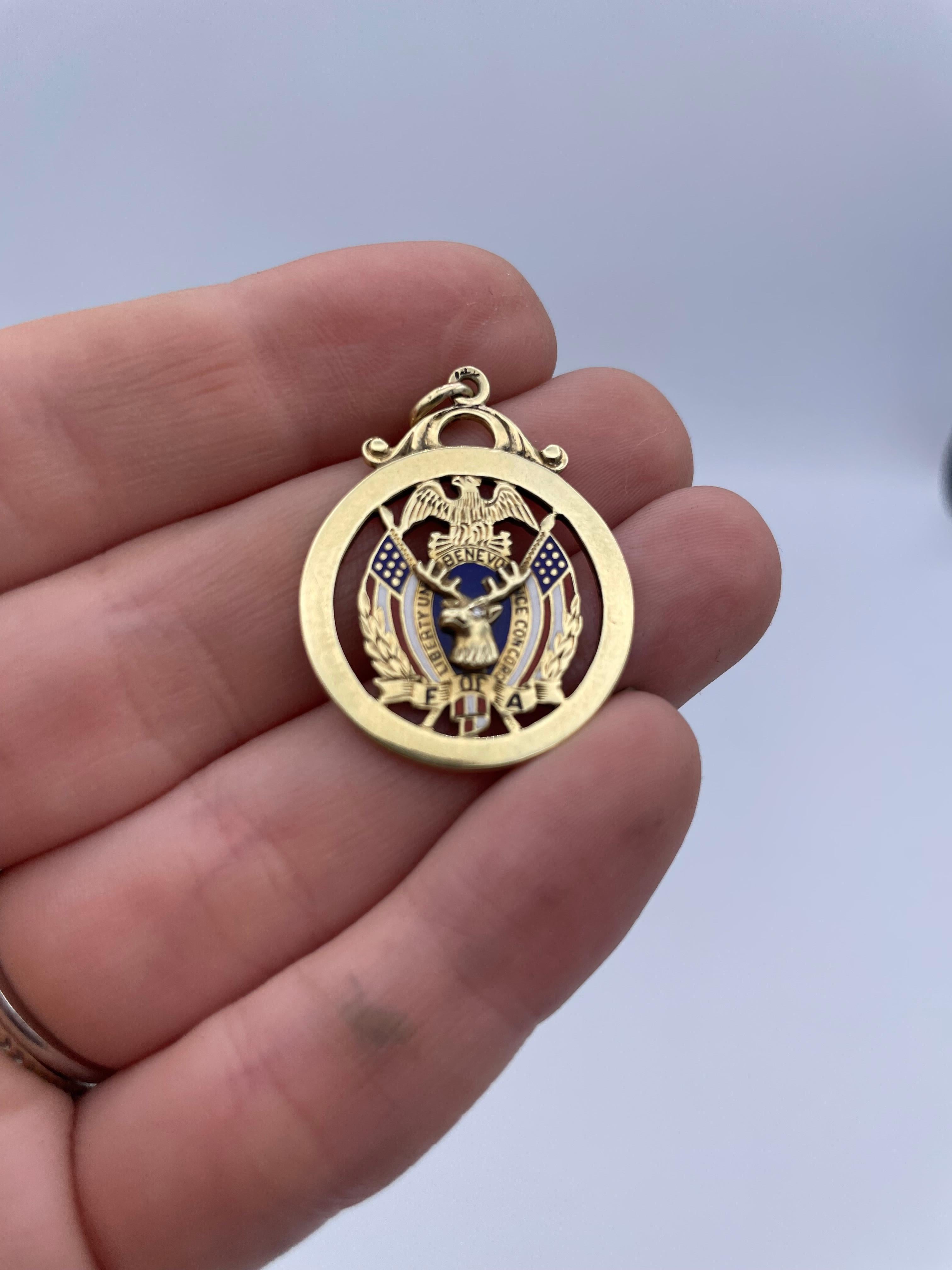 BPOE Gold & Enamel Charm In Excellent Condition For Sale In New York, NY